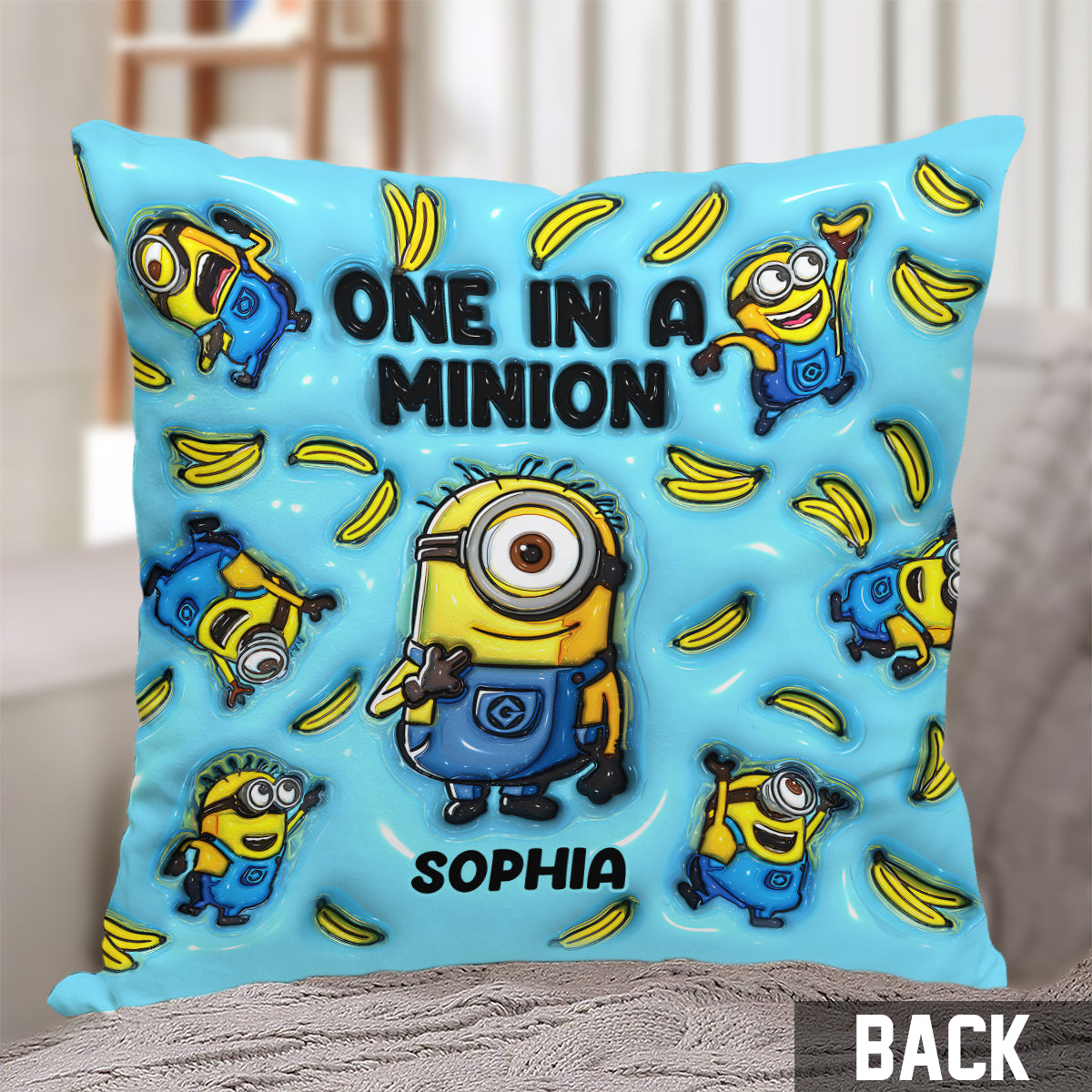 Personalized Minion Throw Pillow Custom Name Gift