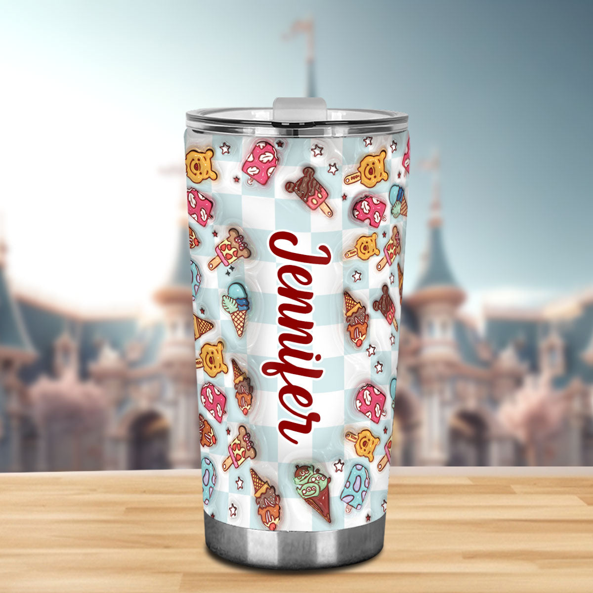 Personalized Tumbler with Snacks Design Custom Name Gift