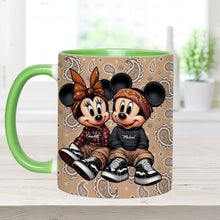 Load image into Gallery viewer, Personalized Mouse Couple Accent Mug Custom Name Gift for Anniversary
