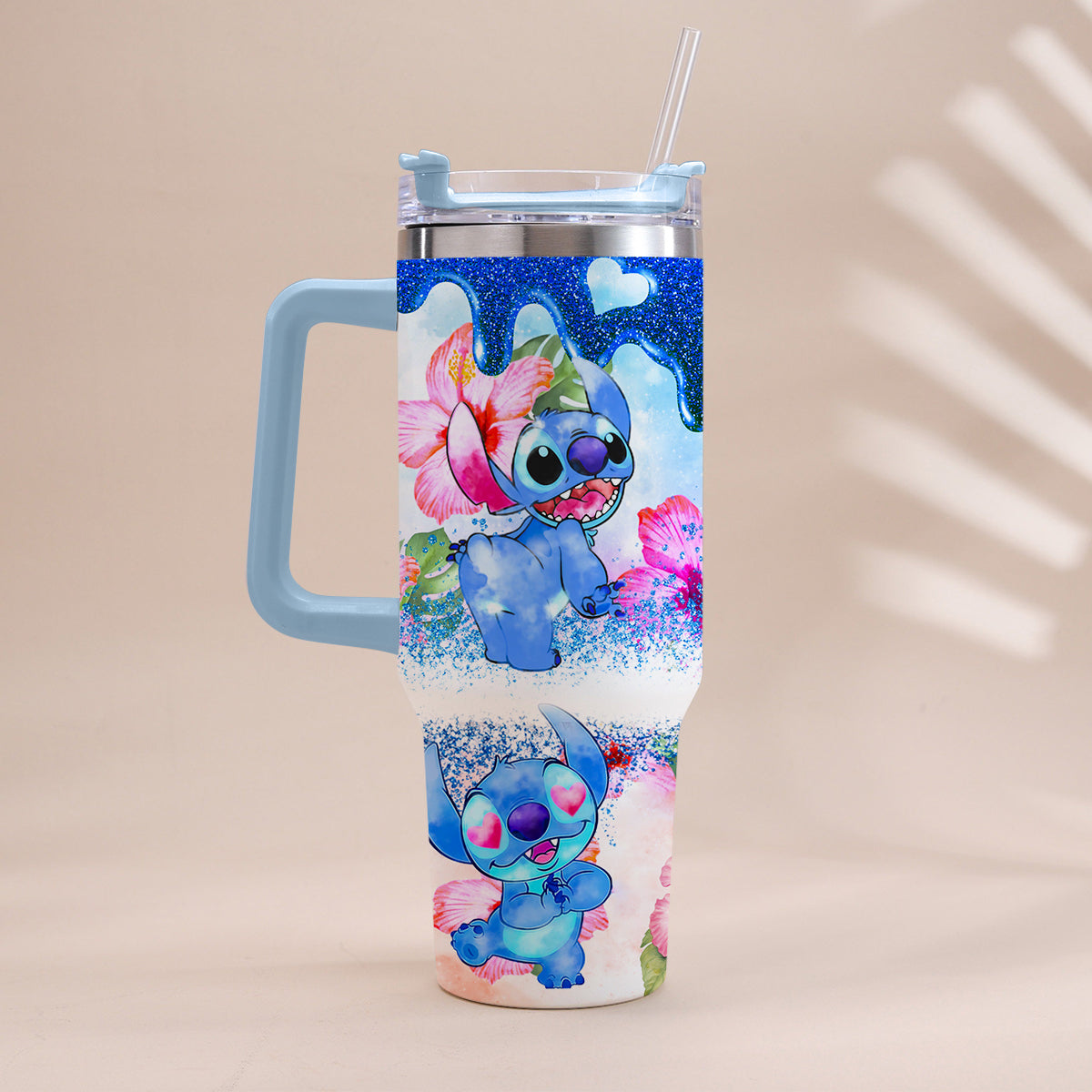 Personalized Tropical Vibe Tumbler With Handle Custom Name Gift