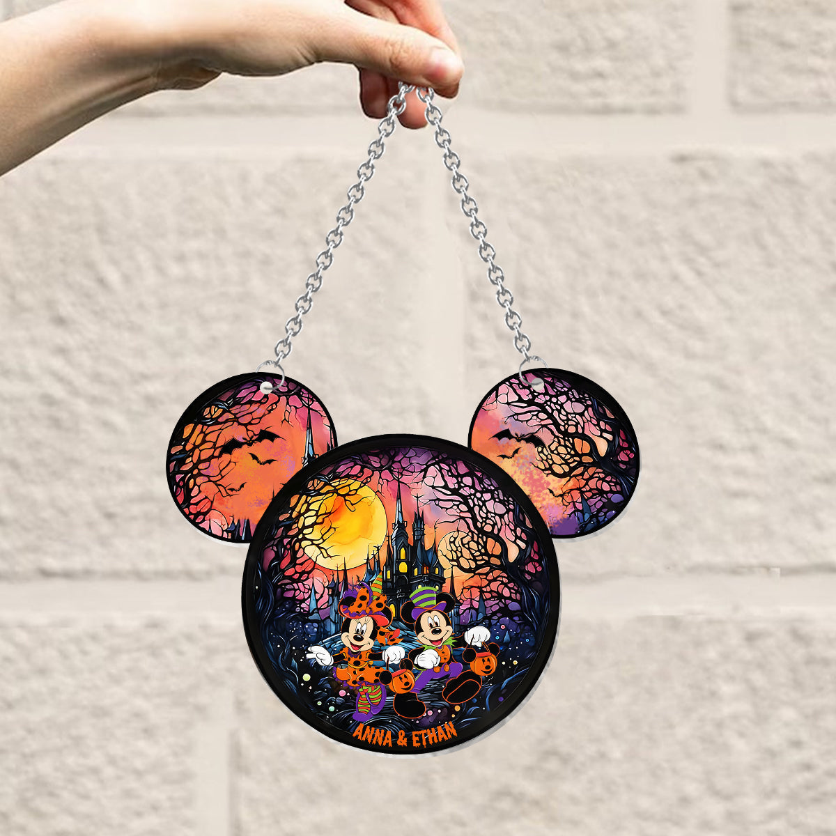 Personalized Halloween Mouse Couple Suncatcher Ornament Gift