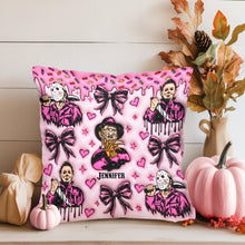 Load image into Gallery viewer, Personalized Horror Movie Fan Throw Pillow Custom Name Gift
