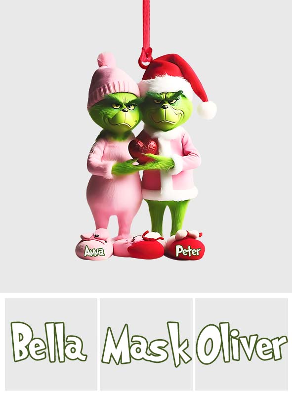 Personalized Grinchy Couple Christmas Ornament Gift