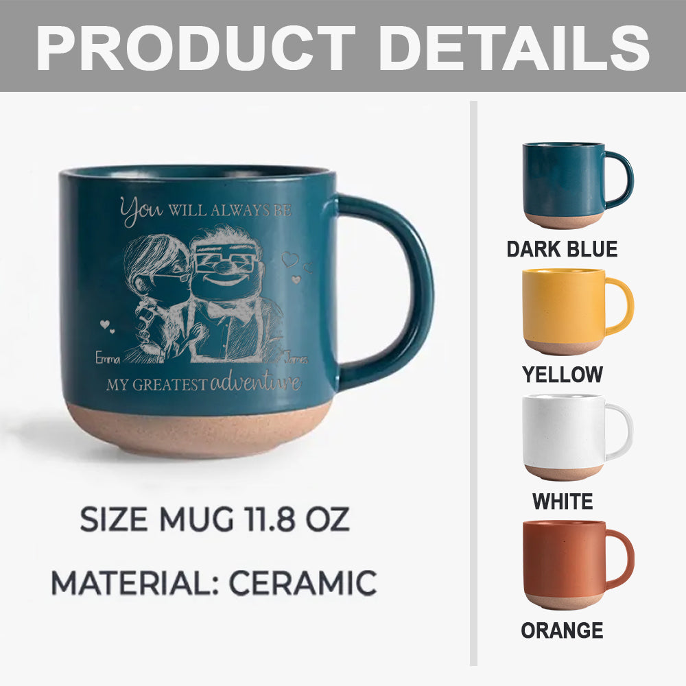 Personalized Engraved Pottery Mug Custom Name Gift for Couples