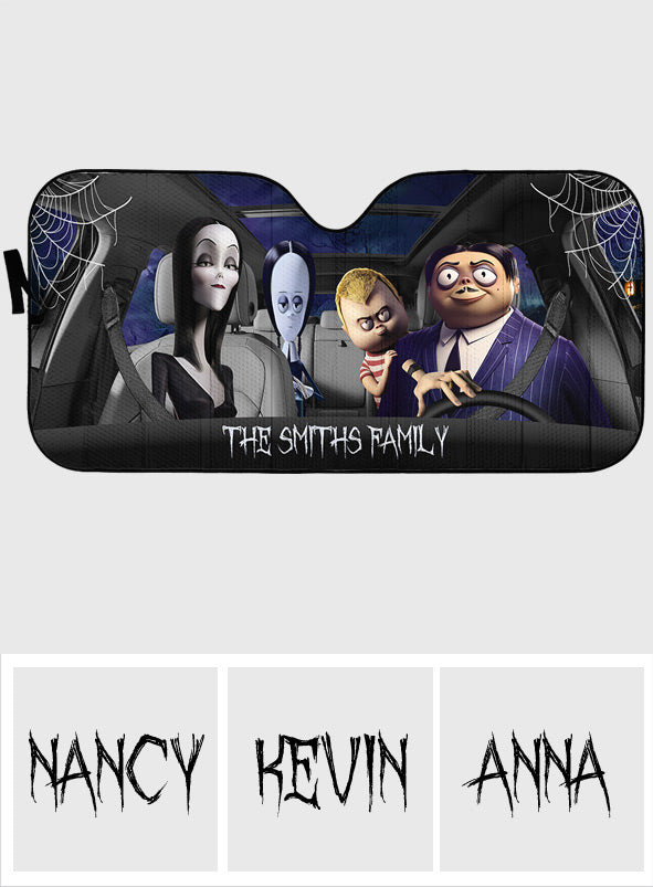 Personalized Halloween Car Sunshade Custom Family Name Gift
