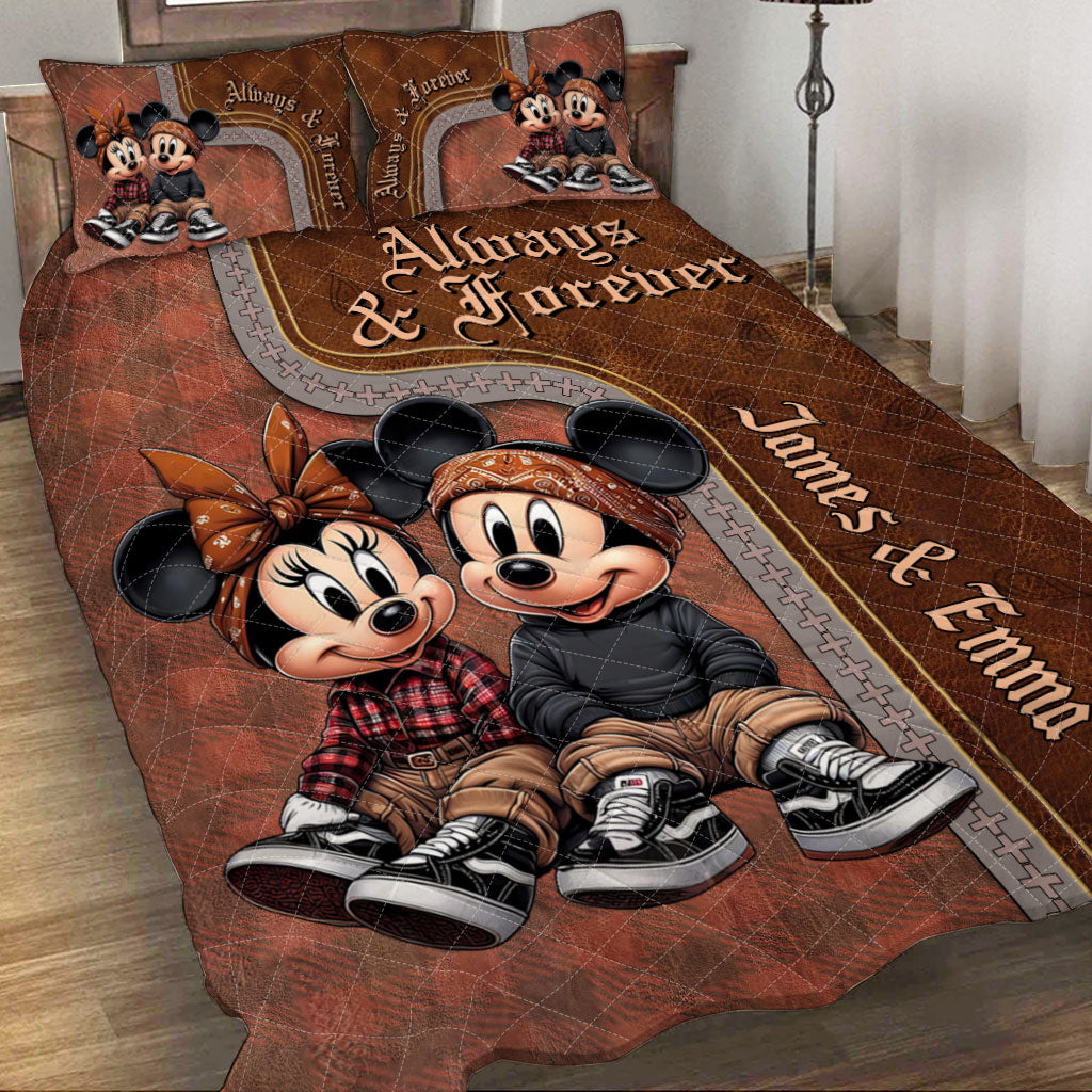 Personalized Mickey & Minnie Mouse Quilt Set for Couples | Unique Romantic Gift