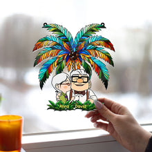 Load image into Gallery viewer, Personalized Palm Tree Suncatcher Ornament for Couples &amp; Animal Lovers

