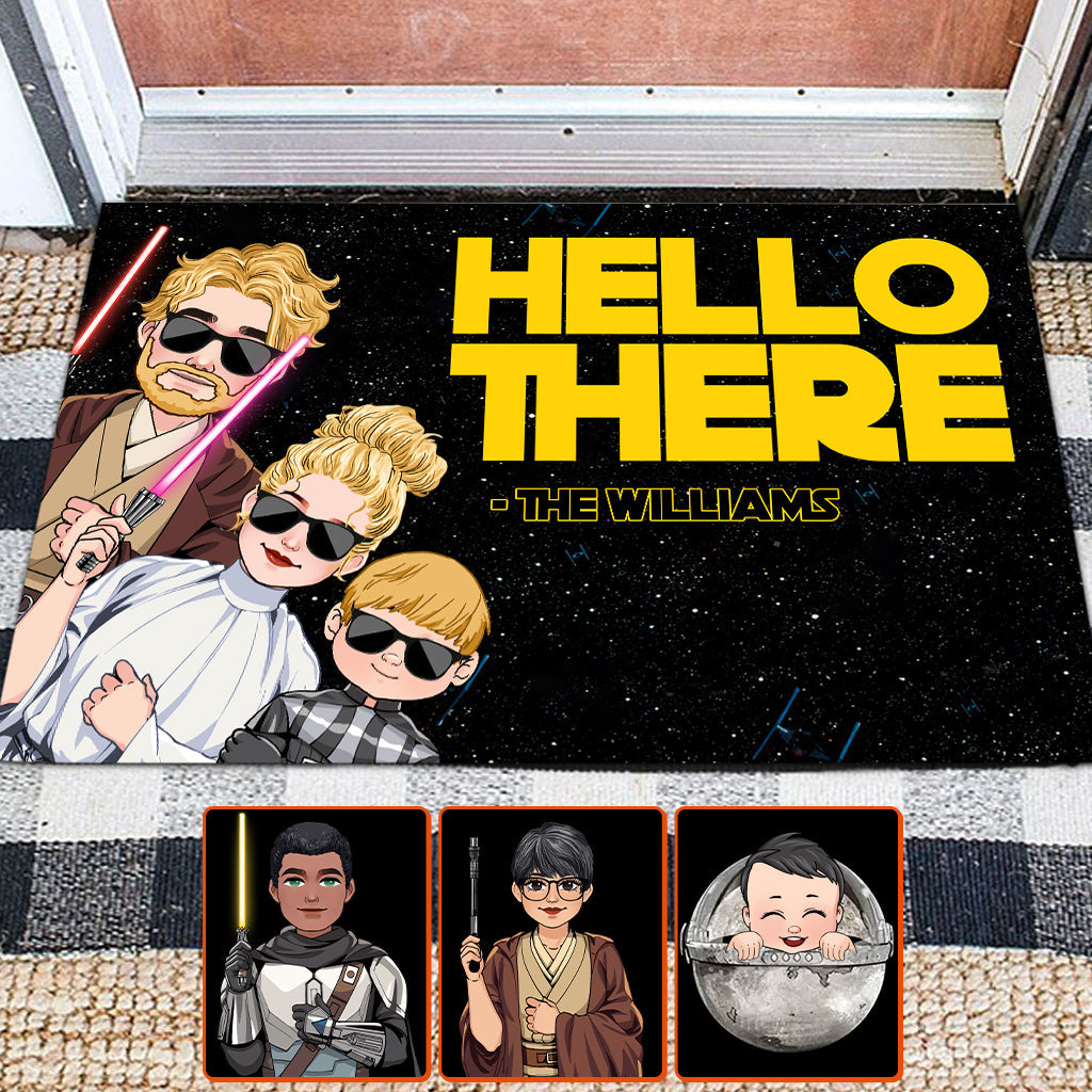 Personalized Family Doormat Custom Name Hello There Gift