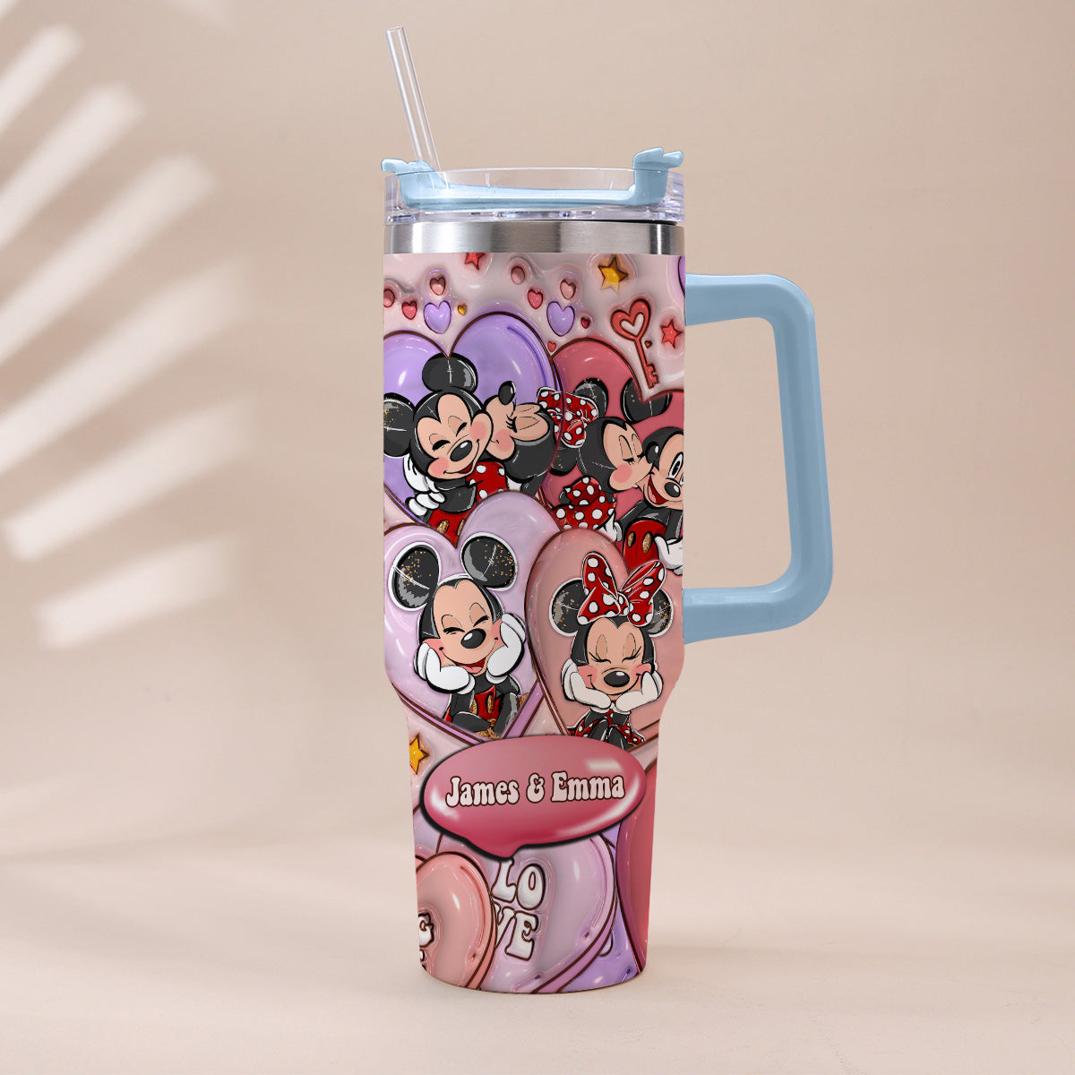Personalized Mouse Ears Couple Tumbler with Handle for Engagement