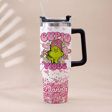Load image into Gallery viewer, Personalized Cupid Vibes Tumbler with Handle for Christmas Gift
