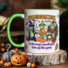 Load image into Gallery viewer, Personalized Hallothanksmas Accent Mug Custom Name Gift for Christmas
