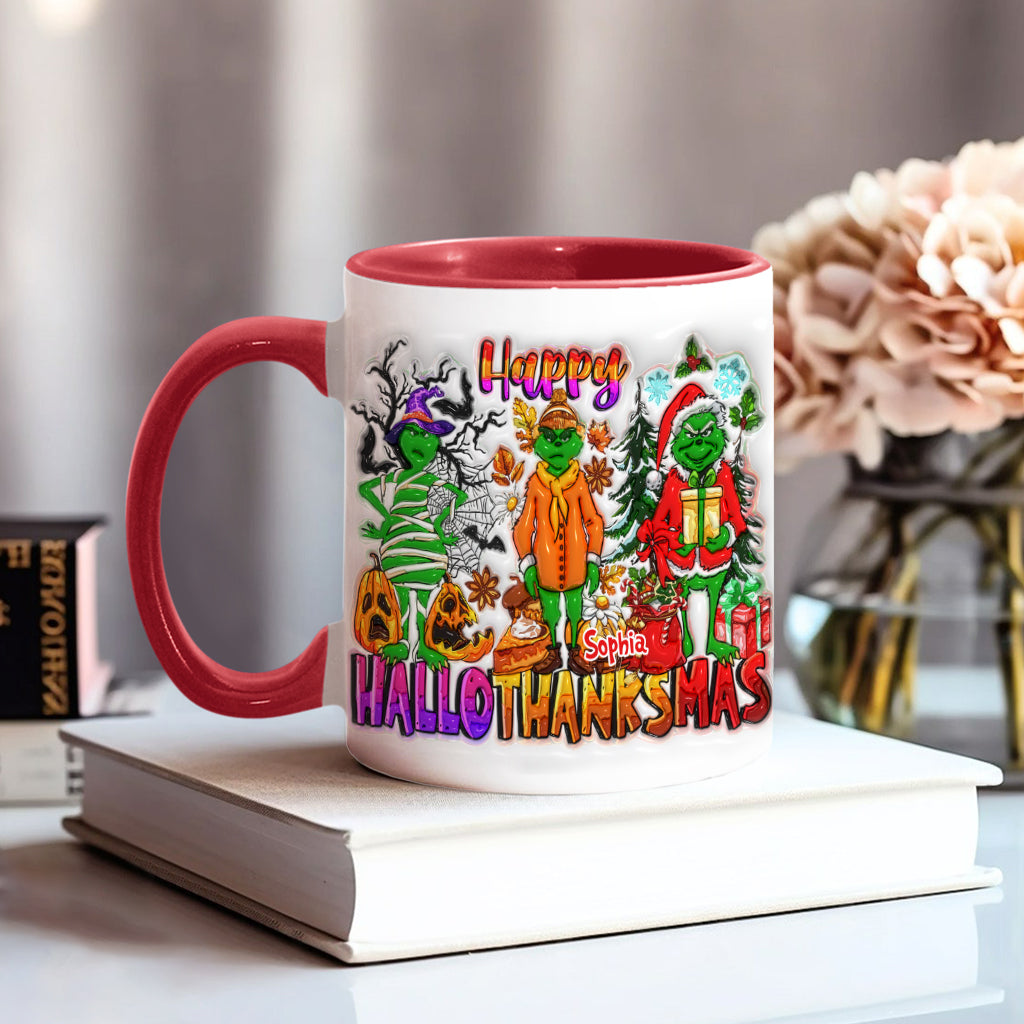 Personalized Grinch Accent Mug Custom Name Holiday Gift