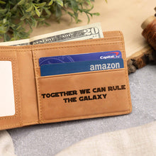 Load image into Gallery viewer, Personalized Leather Wallet Custom Name Star Wars Gift for Dad
