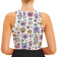 Load image into Gallery viewer, Personalized Floral Print Crop Tank Top Custom Name Gift
