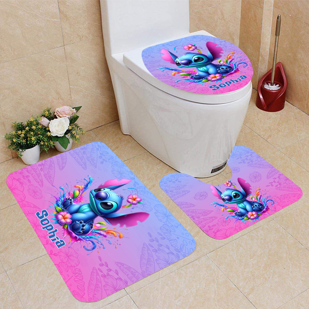 Personalized Ohana Bathroom Curtain & Mats Set Unique Gift for Kids