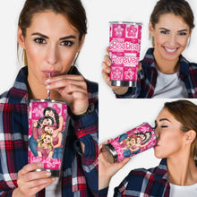 Load image into Gallery viewer, Personalized Best Friends Tumbler Pink Floral Design Gift
