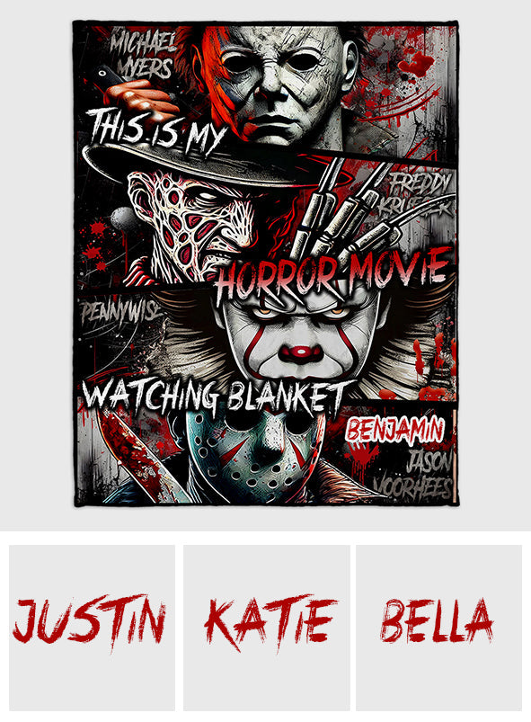 Personalized Horror Movie Watching Blanket Custom Name Gift