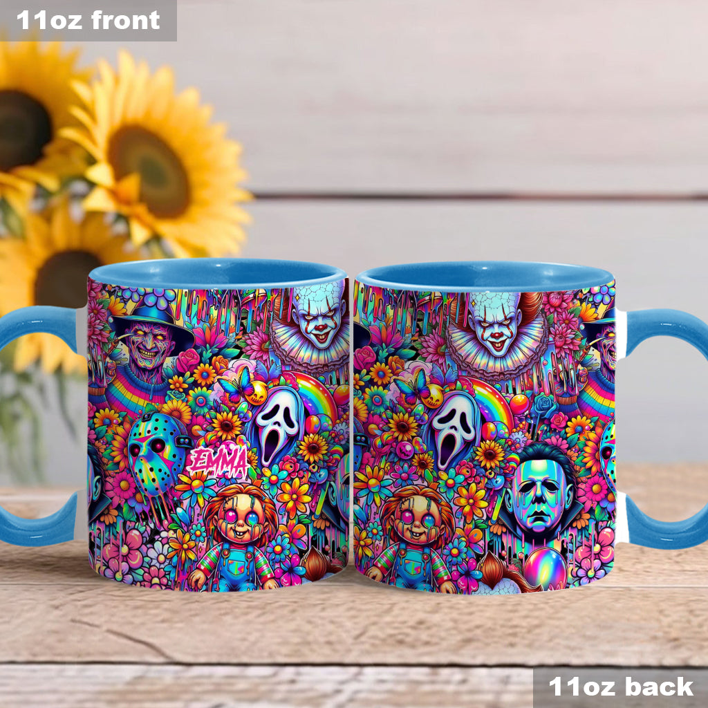 Personalized Colorful Horror Accent Mug with Custom Name - Perfect for Halloween