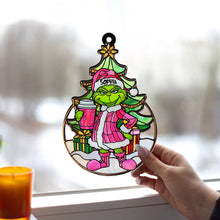 Load image into Gallery viewer, Personalized Grinchy Green Santa Suncatcher Ornament Gift
