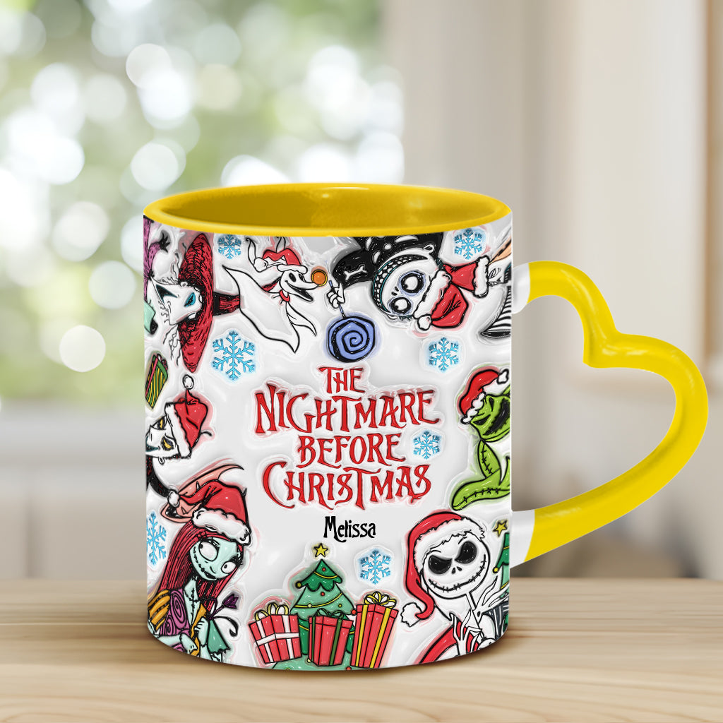 Personalized Nightmare Before Christmas Mug with Heart Handle
