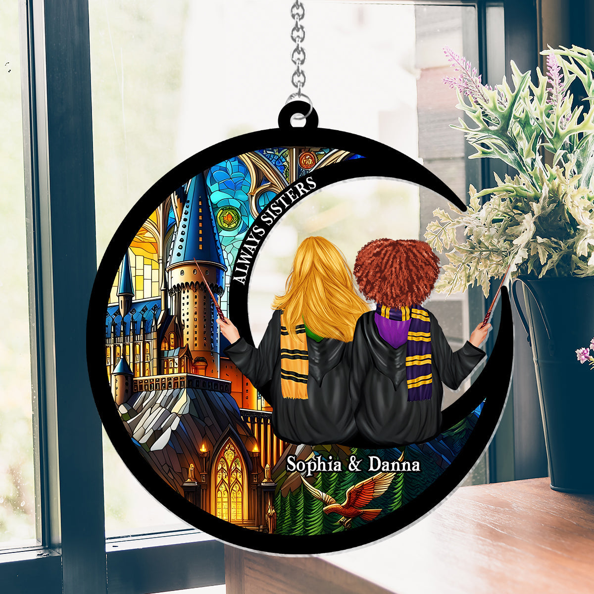 Personalized Always Sisters Suncatcher Ornament Gift for Besties