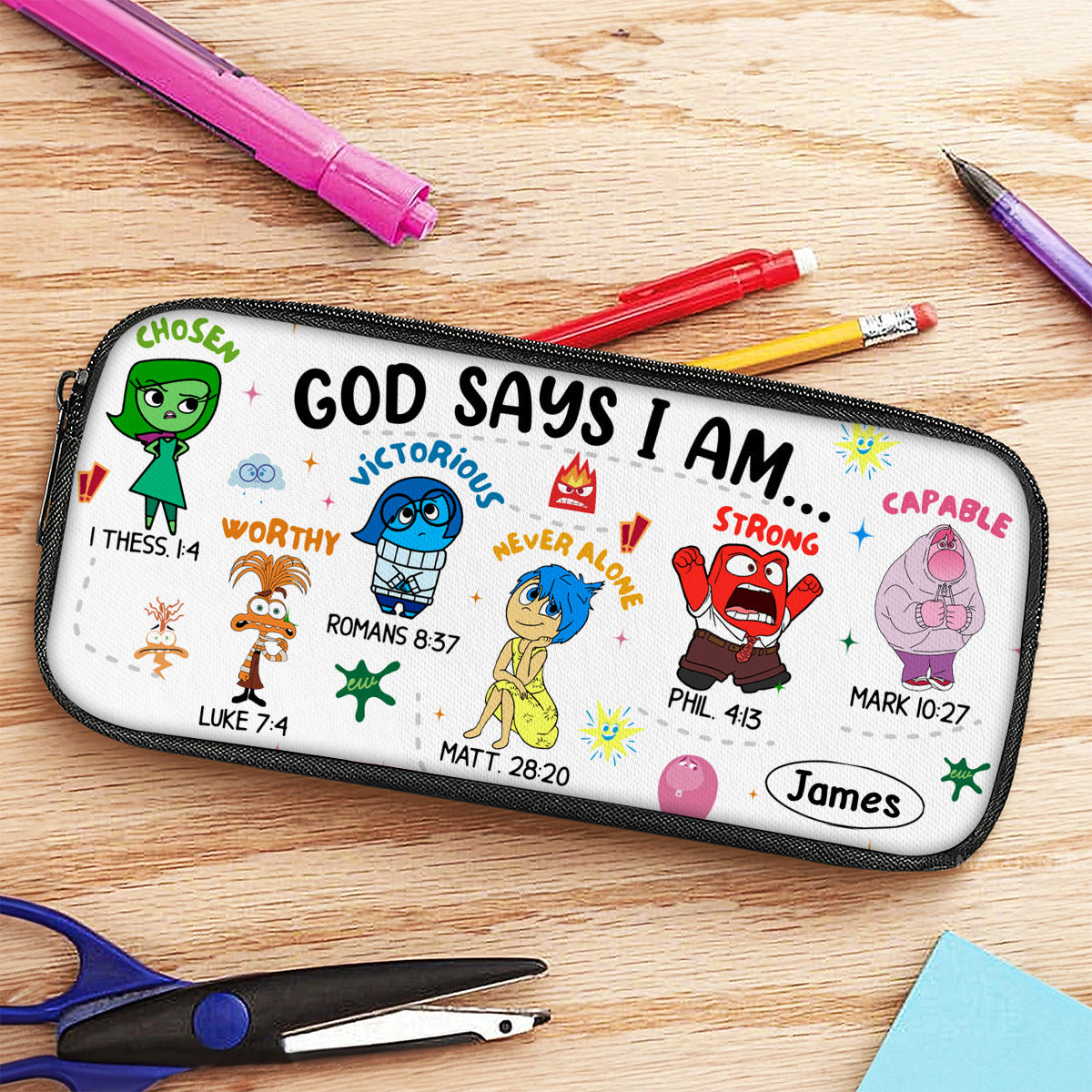 Personalized God Says I Am Pencil Case with Custom Name Gift for Kids