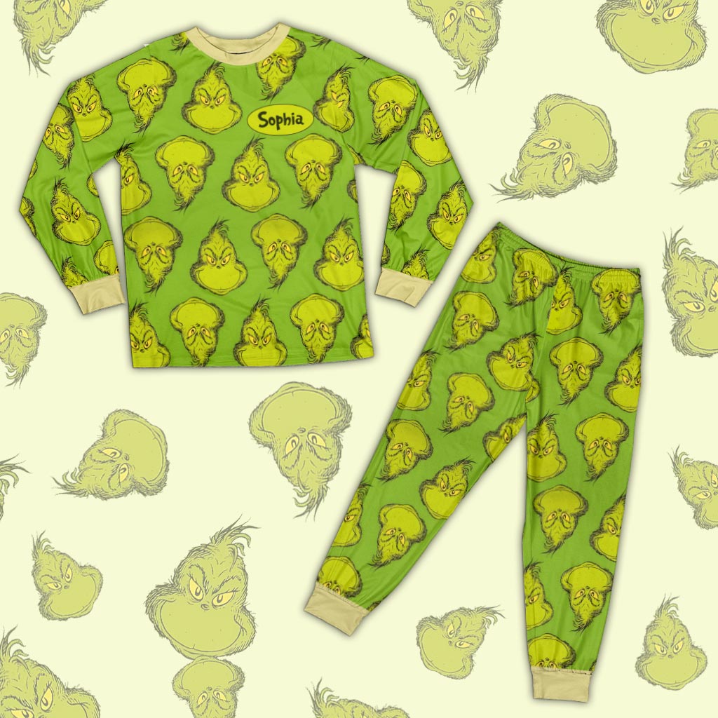 Personalized Grinch Pajama Set for Kids | Christmas Gift