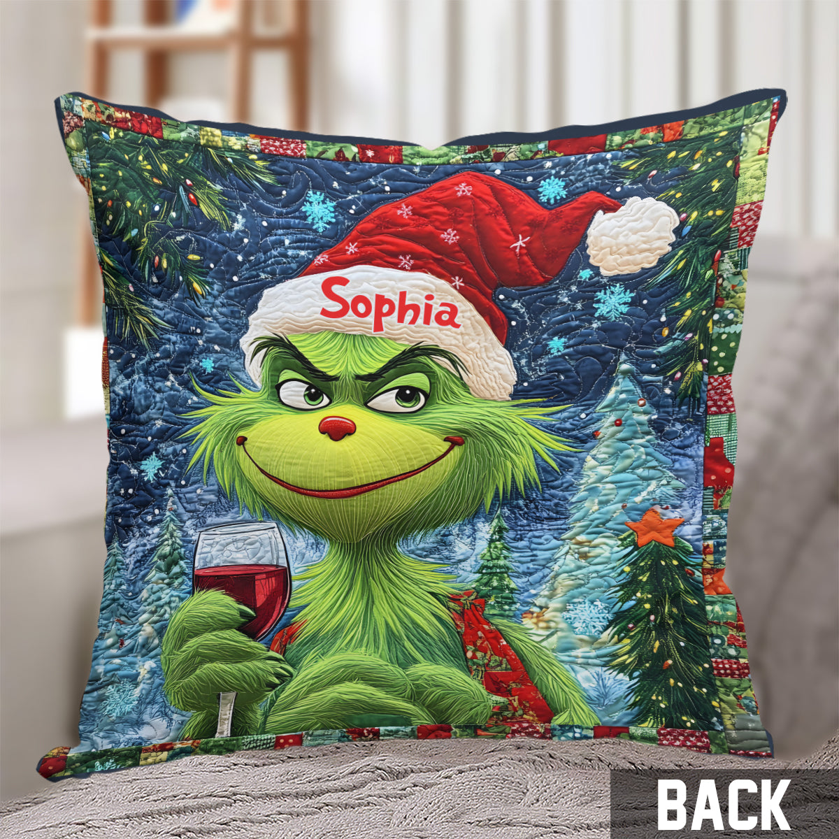 Personalized Merry Grinchmas Throw Pillow with Name for Christmas