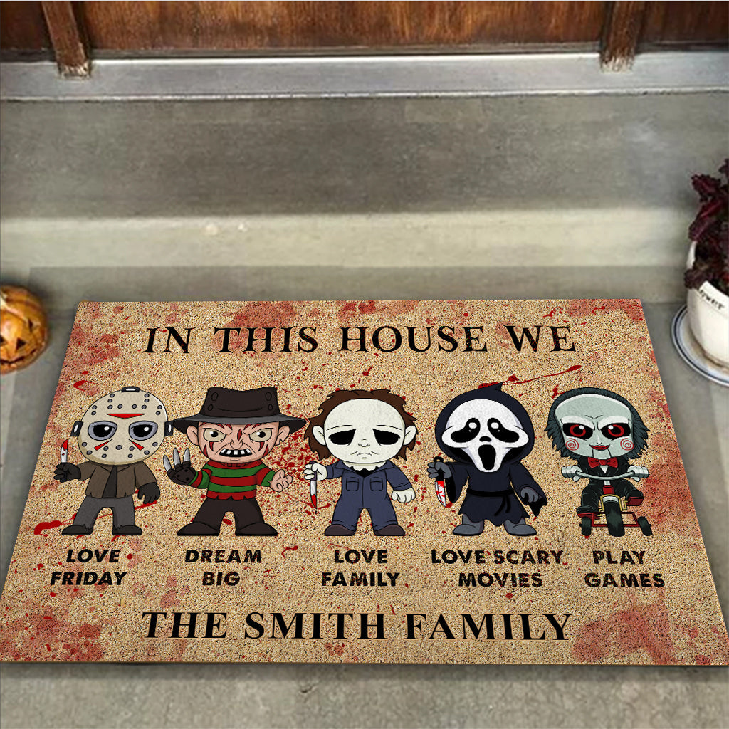 Personalized Scary Movies Doormat Custom Name Housewarming Gift