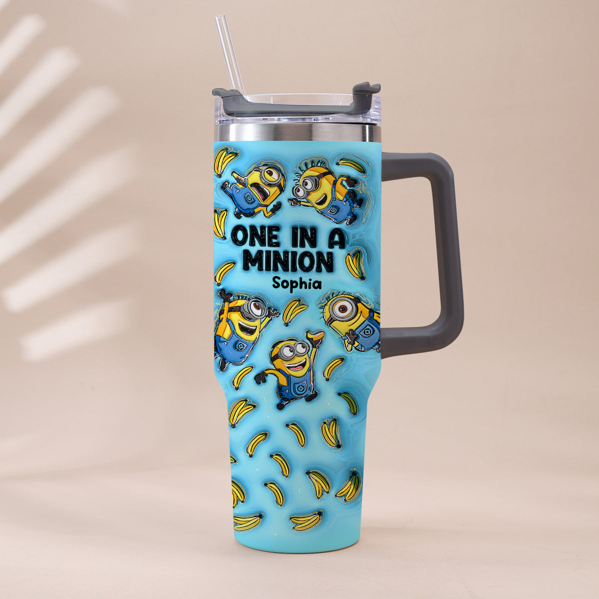 Personalized Minion Tumbler with Handle - Custom Name Gift
