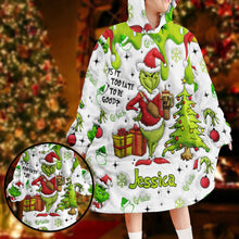 Load image into Gallery viewer, Personalized Grinchmas Blanket Hoodie Gift for Kids - Cozy Holiday Apparel
