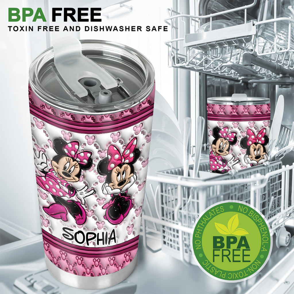 Personalized Pink Minnie Mouse Tumbler with Custom Name - Birthday Gift