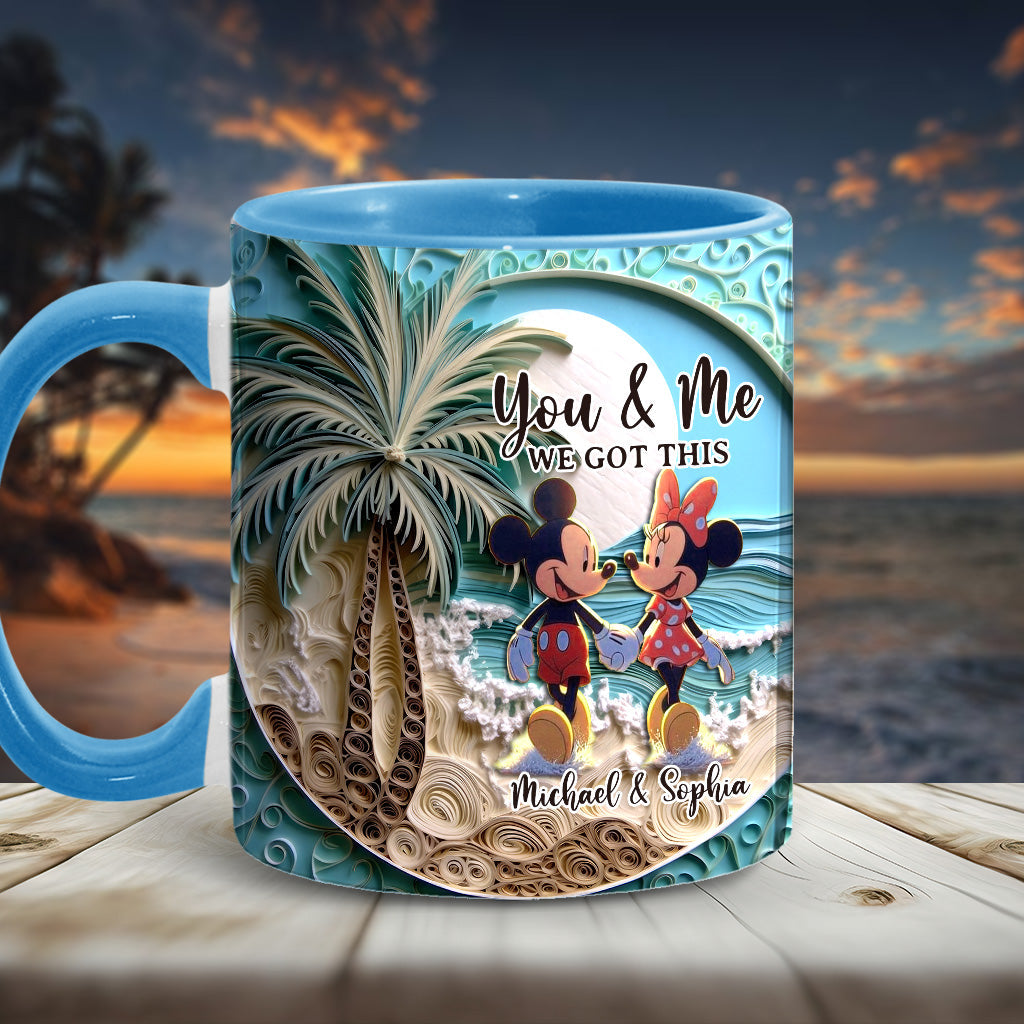 Personalized Couple Beach Scene Accent Mug Custom Names Gift