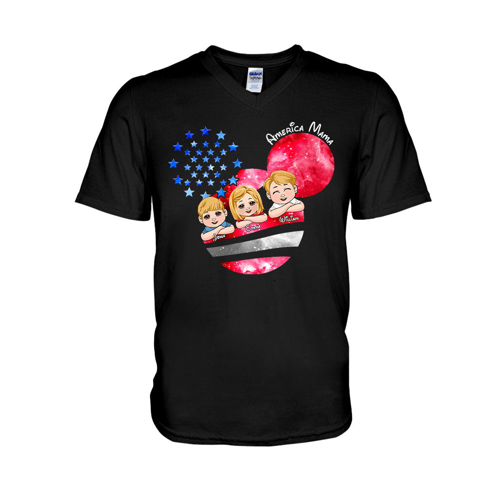 Personalized America Mama T-Shirt & Hoodie Custom Family Gift