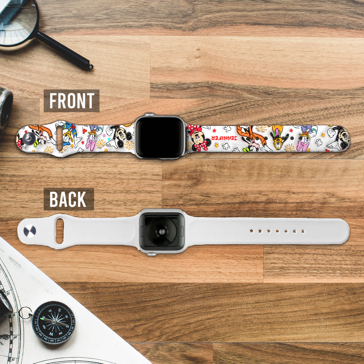 Personalized Puffy Mouse Ears Apple Watch Band Custom Name Gift