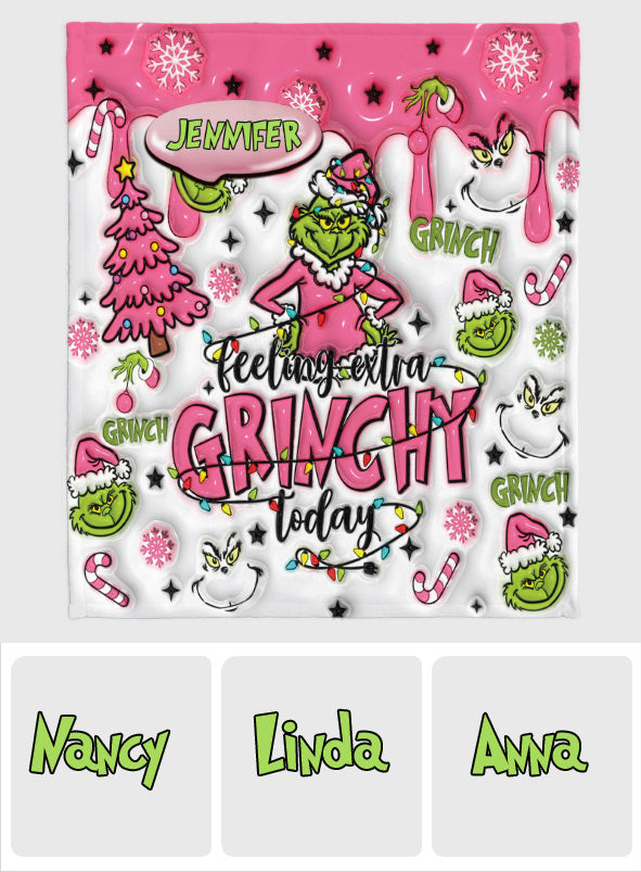 Personalized Grinchy Blanket Custom Name Christmas Gift
