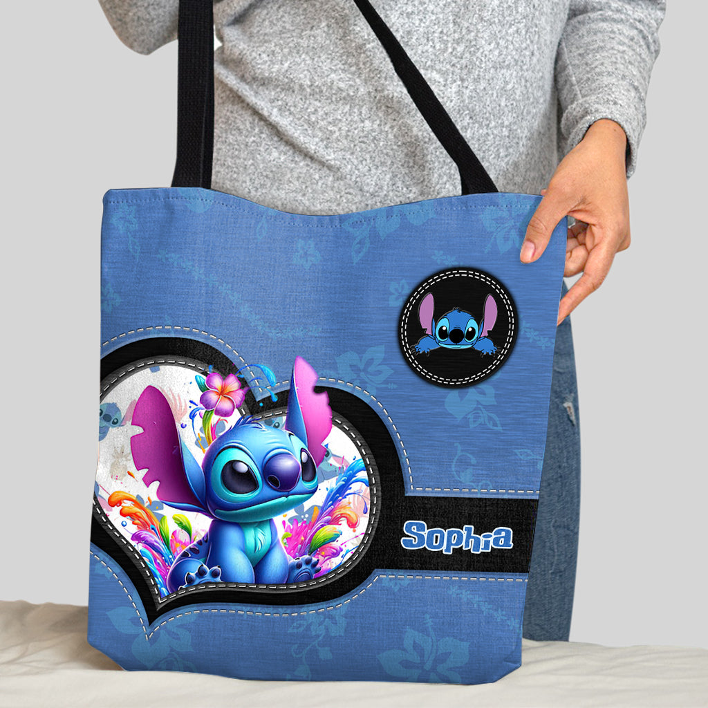 Personalized Blue Ohana Tote Bag Custom Name Gift for Mom