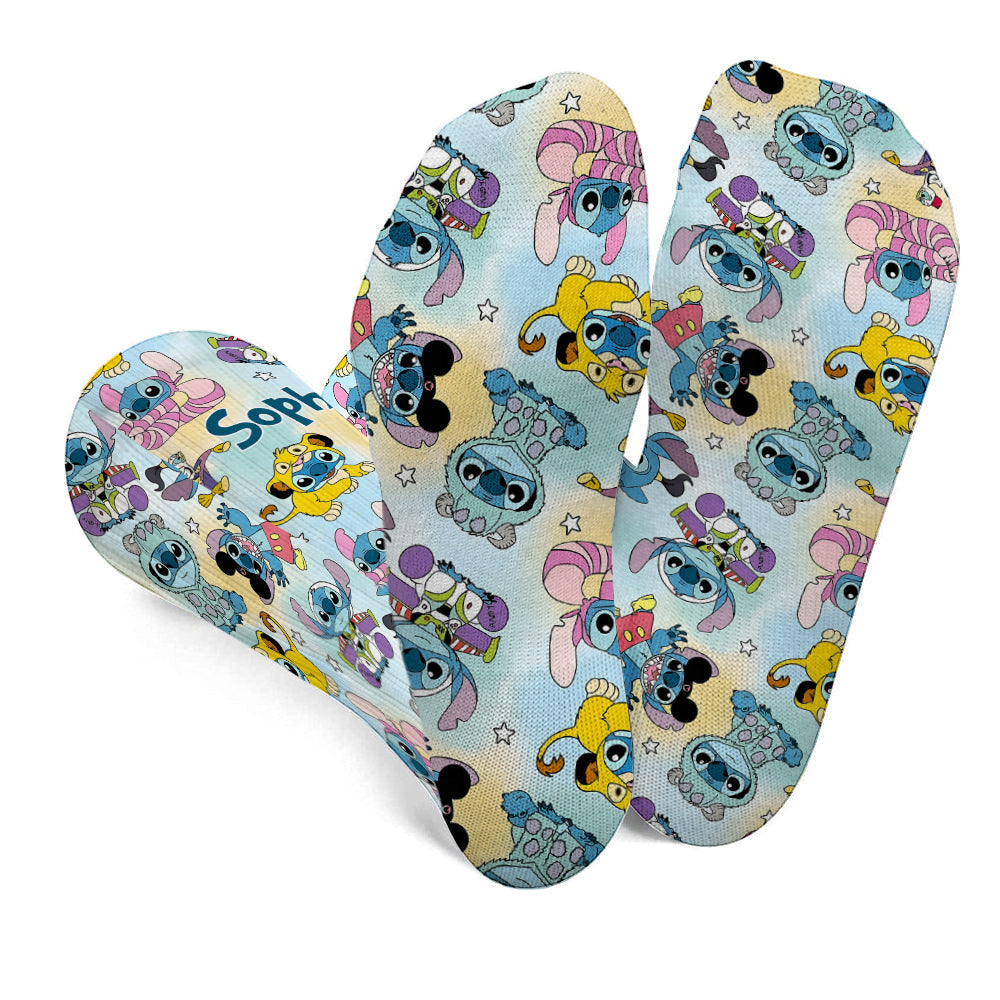 Personalized Cute Monsters Socks Custom Name Gift for Kids