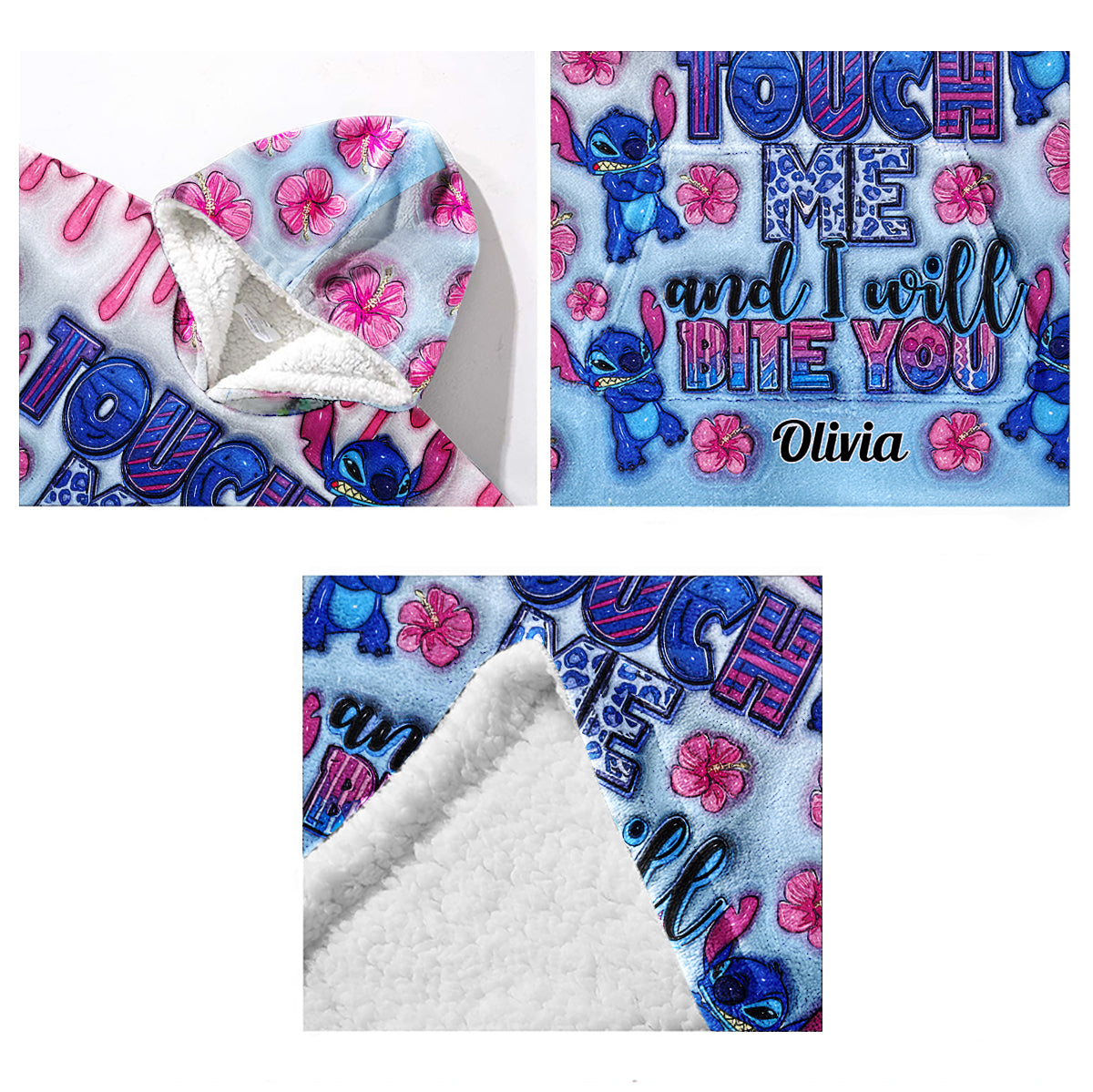 Personalized Ohana Blanket Hoodie Custom Name Soft Gift