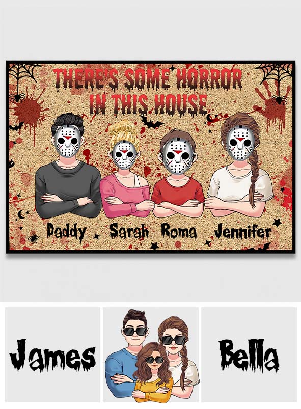 Personalized Halloween Horror Family Doormat Custom Name Gift