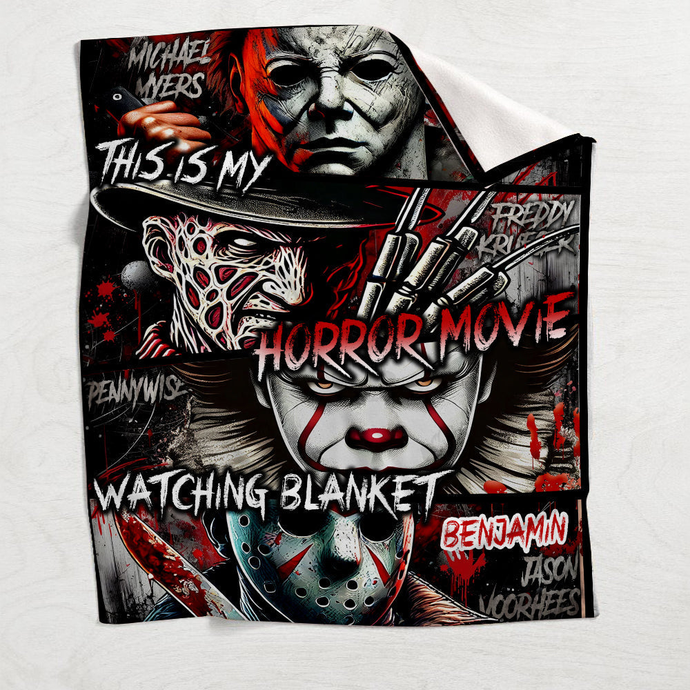 Personalized Horror Movie Watching Blanket Custom Name Gift