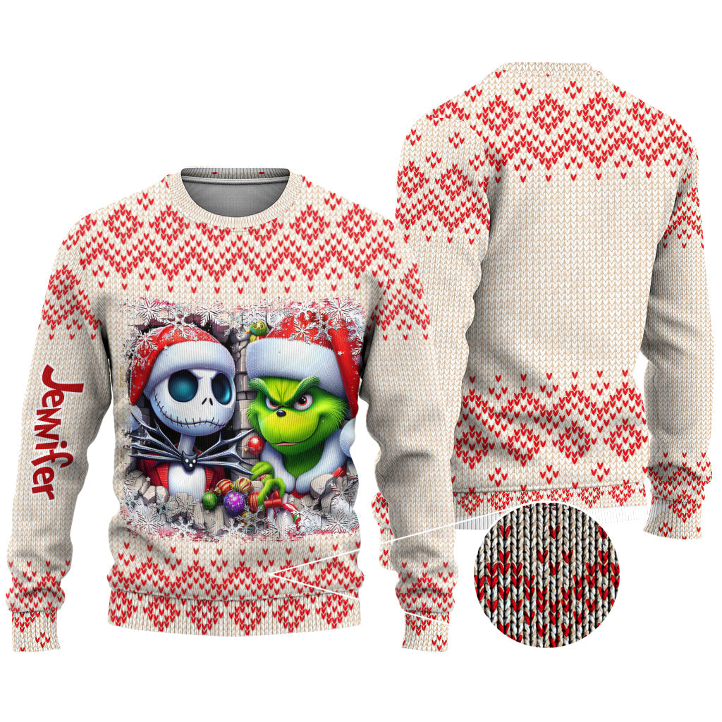 Personalized Nightmare Before Christmas Ugly Sweater for Christmas
