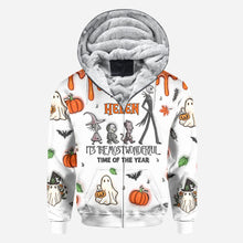 Load image into Gallery viewer, Personalized Autumn Skeleton All Over Shirt Custom Name Halloween Gift
