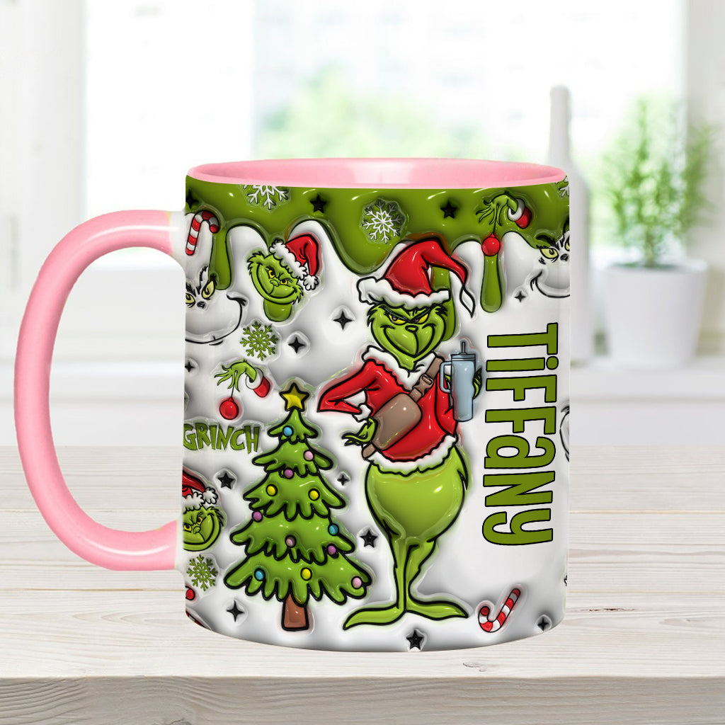 Personalized Grinch Accent Mug Custom Name Gift for Christmas