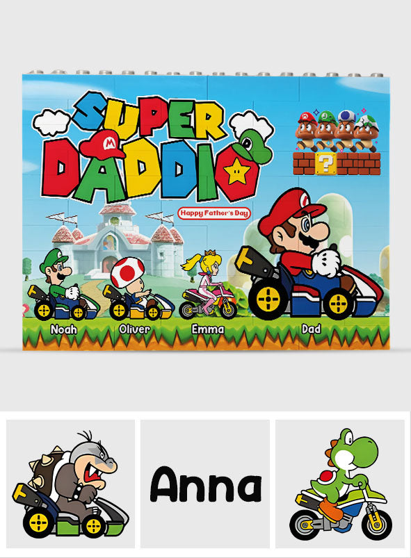 Personalized Super Dad Building Brick Block Gift for Father's Day