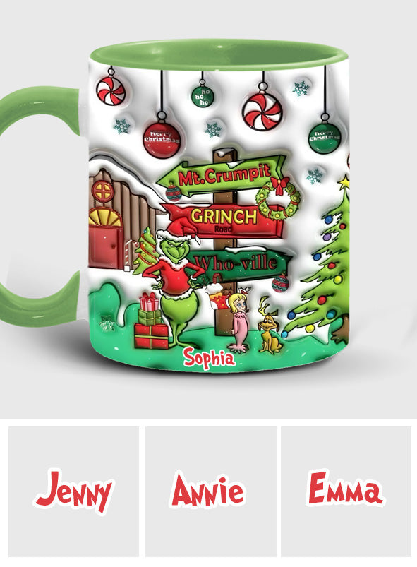Personalized Christmas Accent Mug Grinch Design Custom Name Gift