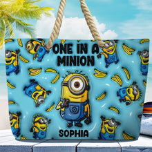 Load image into Gallery viewer, Personalized Canvas Beach Bag Custom Minions Design Gift
