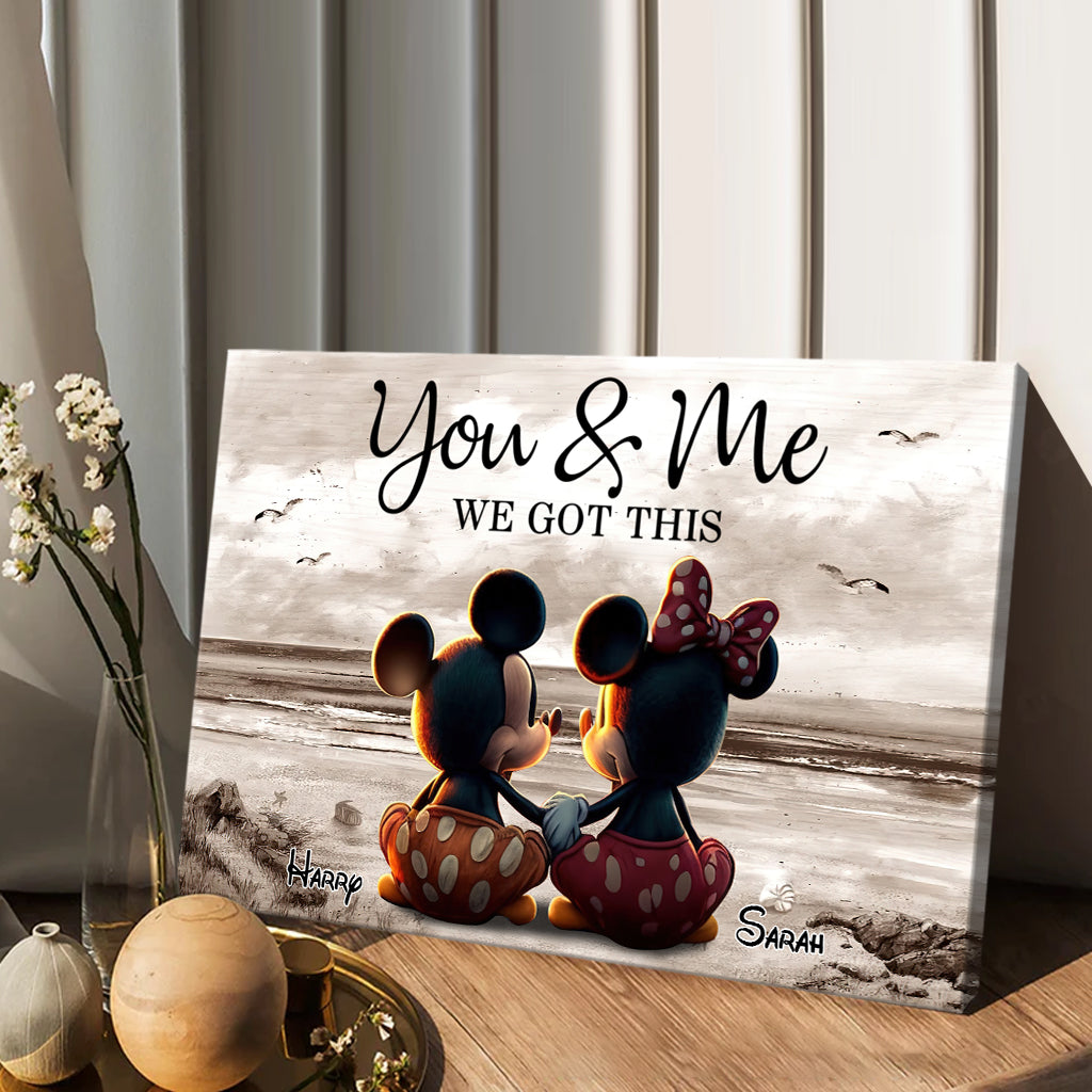 Personalized Couple Beach Scene Canvas Vintage Art Gift