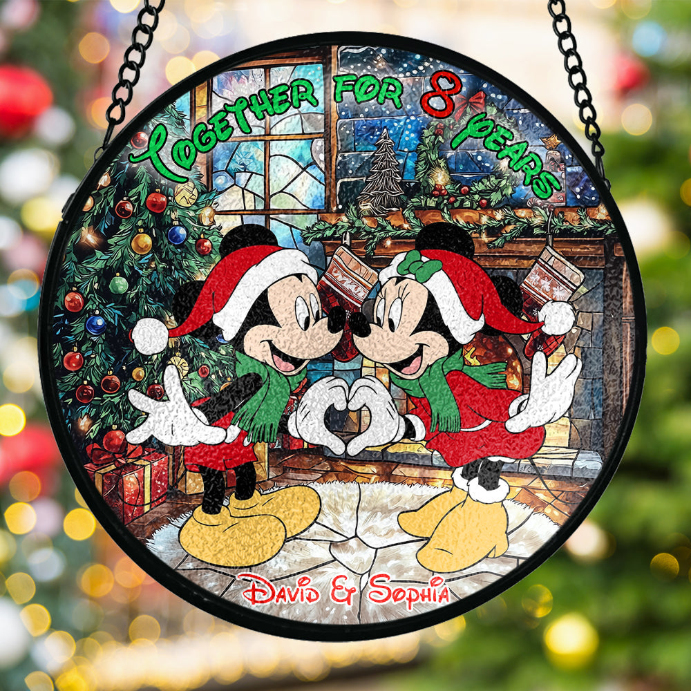 Personalized Stained Glass Suncatcher Unique Couple Gift for Anniversary
