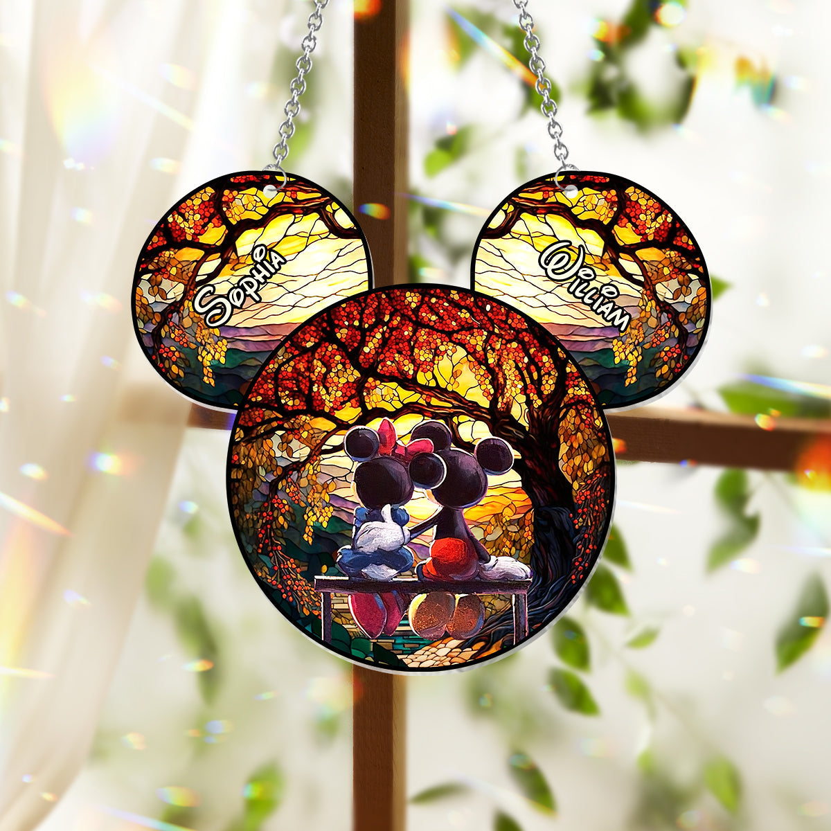 Personalized Mouse Couple Window Hanging Suncatcher Ornament Gift